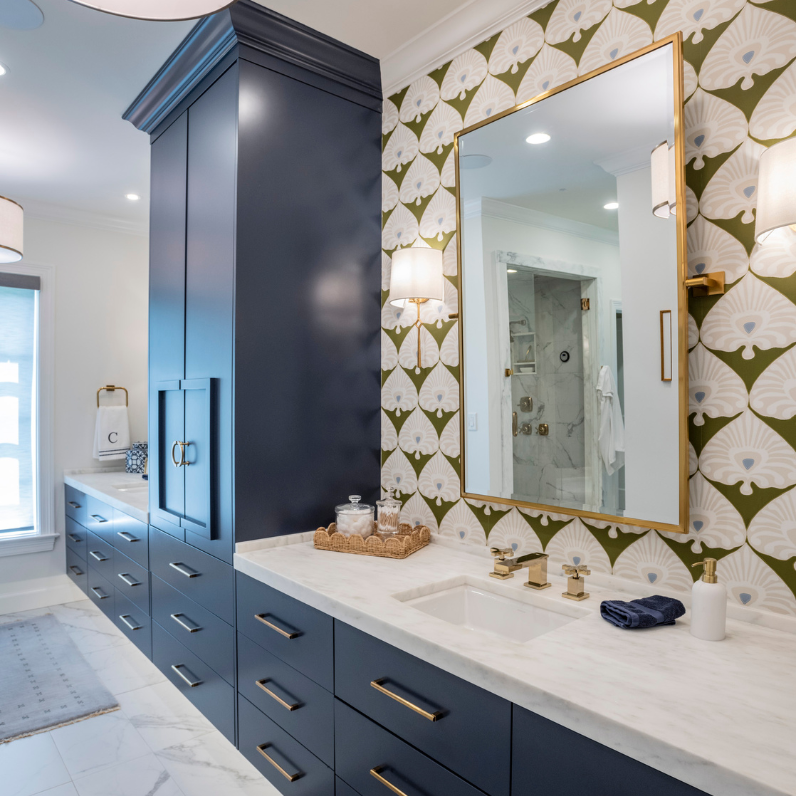 Wallpapered Bathroom